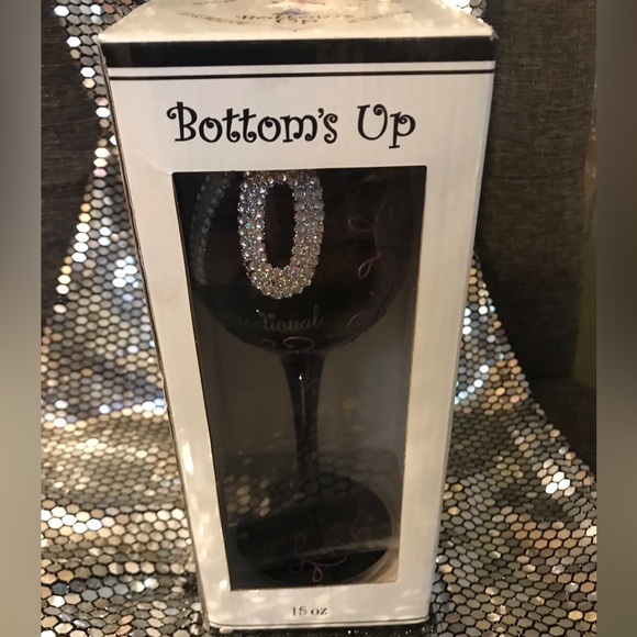 Bottoms up Wine Glass Gift 70th Bling Birthday Wine Glass new - Picture 2 of 3